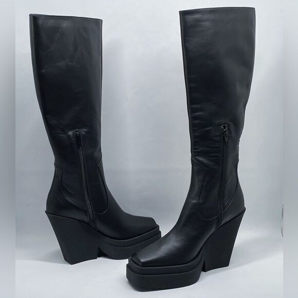 Gia Borghini  Texan Leather Platform Knee-High Boots size 37 - Picture 7 of 13